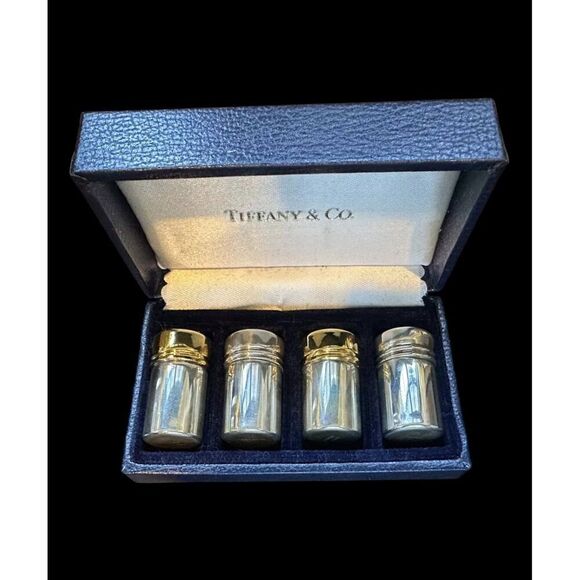 Tiffany & Co Estate Salt Pepper Shakers with Box Sterling Silver TIF742 - Picture 7 of 12